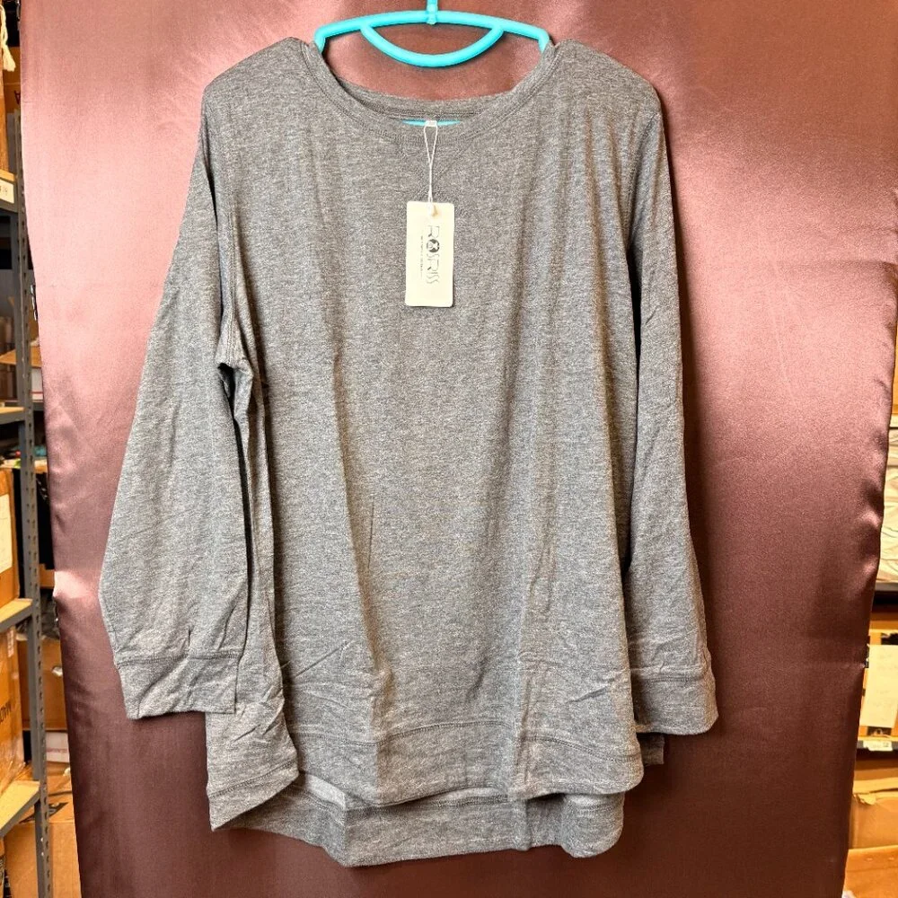 ROSRISS Women's Plus Size 14W-18W Long Sleeve Shirt Casual Side Split Tee  Pleas